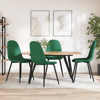 Eetkamerstoelen 4 st fluweel donkergroen 1