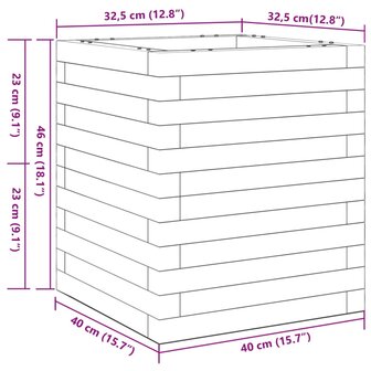 Plantenbak 40x40x46 cm massief grenenhout wit 10