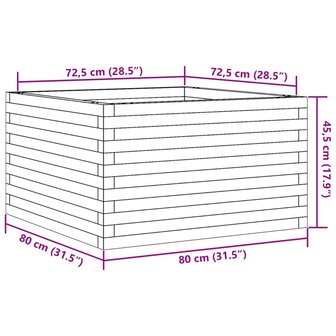 Plantenbak 80x80x45,5 cm massief grenenhout wit 10