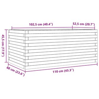 Plantenbak 110x60x45,5 cm massief grenenhout wit 10