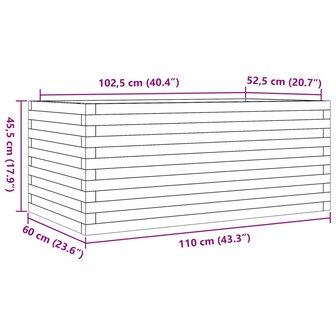 Plantenbak 110x60x45,5 cm massief grenenhout wasbruin 10