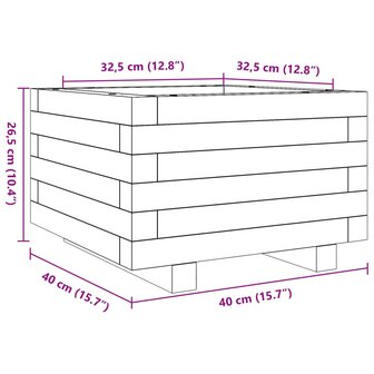 Plantenbak 40x40x26,5 cm massief grenenhout wit 10