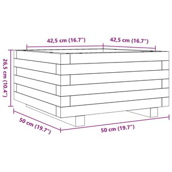 Plantenbak 50x50x26,5 cm massief grenenhout wasbruin 10