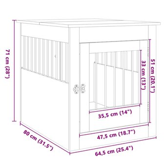 Hondenbench 64,5x80x71 cm bewerkt hout sonoma eikenkleurig 11