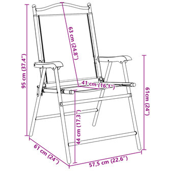 Tuinstoelen 2 st inklapbaar staal en textileen gem&ecirc;leerd grijs 12