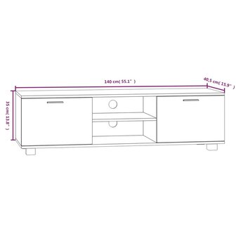 Tv-meubel 140x40,5x35 cm bewerkt hout wit 8