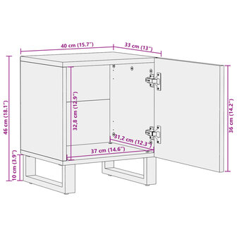 Nachtkastjes 2 st 40x33x46 cm massief ruw mangohout 11