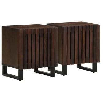 Nachtkastjes 2 st 40x33x46 cm massief mangohout 1