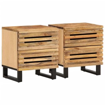 Nachtkastjes 2 st 40x33x46 cm massief ruw mangohout 1