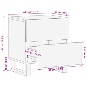 Nachtkastjes 2 st 40x33x46 cm massief ruw mangohout 11