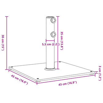 Parasolvoet voor stokken van &Oslash;32/38/48 mm 17 kg vierkant 9