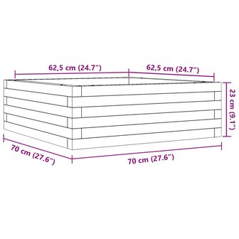 Plantenbak 70x70x23 cm massief grenenhout wit 10