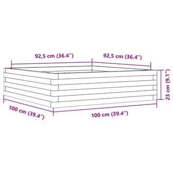 Plantenbak 100x100x23 cm massief grenenhout wit 10