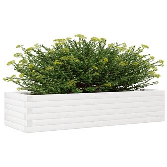 Plantenbak 110x40x23 cm massief grenenhout wit 4