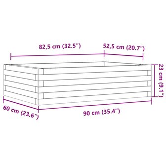 Plantenbak 90x60x23 cm massief grenenhout 10