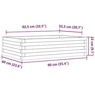 Plantenbak 90x60x23 cm massief grenenhout wit 10