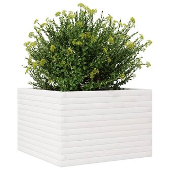 Plantenbak 70x70x45,5 cm massief grenenhout wit 4