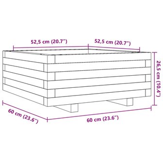 Plantenbak 60x60x26,5 cm massief grenenhout wasbruin 10