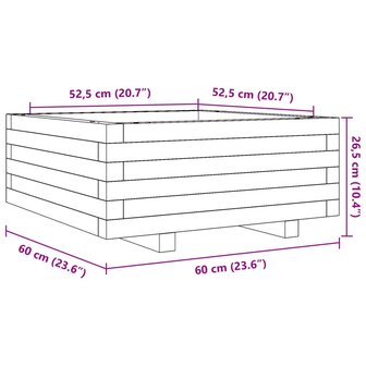 Plantenbak 60x60x26,5 cm ge&iuml;mpregneerd grenenhout 10