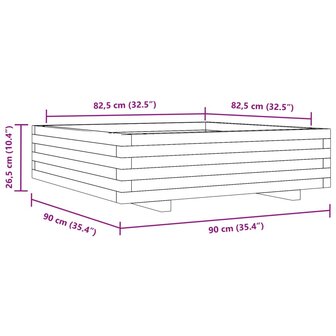 Plantenbak 90x90x26,5 cm massief grenenhout 10