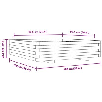 Plantenbak 100x100x26,5 cm massief grenenhout 10