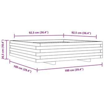 Plantenbak 100x100x26,5 cm massief grenenhout wit 10