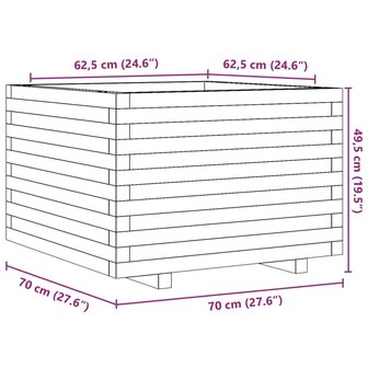 Plantenbak 70x70x49,5 cm massief grenenhout wit 10