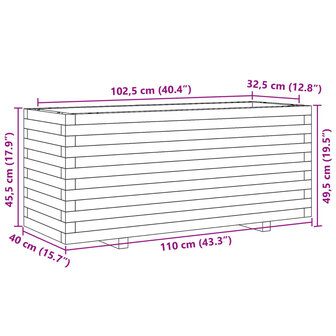 Plantenbak 110x40x49,5 cm massief grenenhout 10