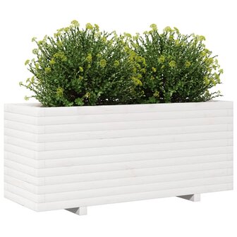 Plantenbak 110x40x49,5 cm massief grenenhout wit 4