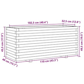 Plantenbak 110x40x49,5 cm massief grenenhout wit 10