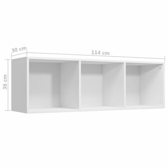 Boekenkast/tv-meubel 36x30x114 cm bewerkt hout wit 12