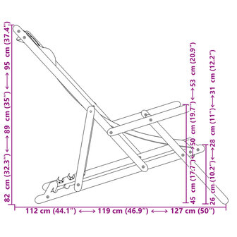 Strandstoel inklapbaar bladpatroon eucalyptushout en stof 12