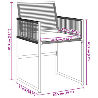 Tuinstoelen 4 st met kussens poly rattan zwart 11