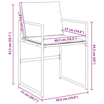 Tuinstoelen 4 st met kussens staal en textileen zwart 11