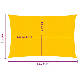 Zonnezeil 160 g/m&sup2; rechthoekig 2x3,5 m HDPE geel 6