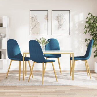 Eetkamerstoelen 4 st fluweel blauw 1