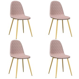 Eetkamerstoelen 4 st fluweel roze 2