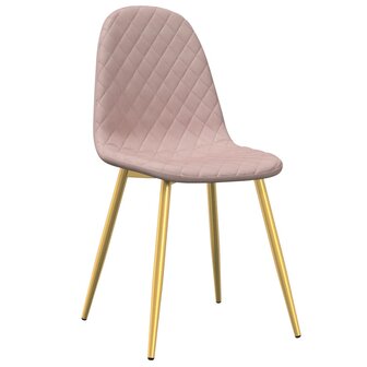 Eetkamerstoelen 4 st fluweel roze 3