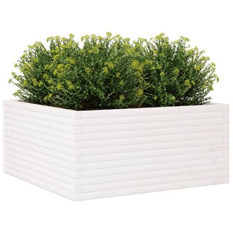 Plantenbak 100x100x46 cm massief grenenhout wit 4