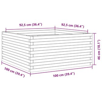 Plantenbak 100x100x46 cm ge&iuml;mpregneerd grenenhout 10