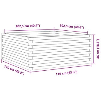 Plantenbak 110x110x46 cm ge&iuml;mpregneerd grenenhout 10