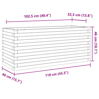 Plantenbak 110x40x46 cm massief grenenhout wit 10