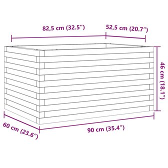 Plantenbak 90x60x46 cm massief grenenhout wit 10