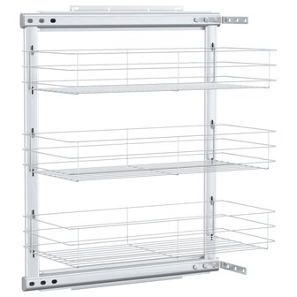 Draadmand keuken uittrekbaar 3-laags 47x25x56 cm zilverkleurig 2