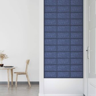 Wandpanelen 12 st 0,54 m&sup2; 30x15 cm stof blauw 6