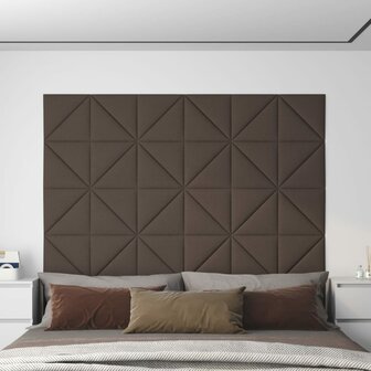 Wandpanelen 12 st 0,54 m&sup2; 30x30 cm stof taupe 1