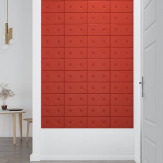 Wandpanelen 12 st 0,54 m&sup2; 30x15 cm kunstleer rood 4