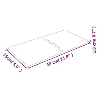 Wandpanelen 12 st 0,54 m&sup2; 30x15 cm stof wijnrood 8