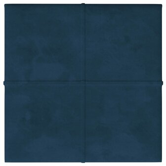 Wandpanelen 12 st 1,08 m&sup2; 30x30 cm fluweel blauw 3