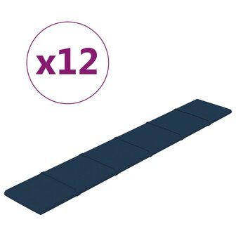 Wandpanelen 12 st 1,62 m&sup2; 90x15 cm fluweel blauw 2